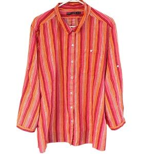 EUC Gudrun Sjoden Striped Button Front Top Size XXL